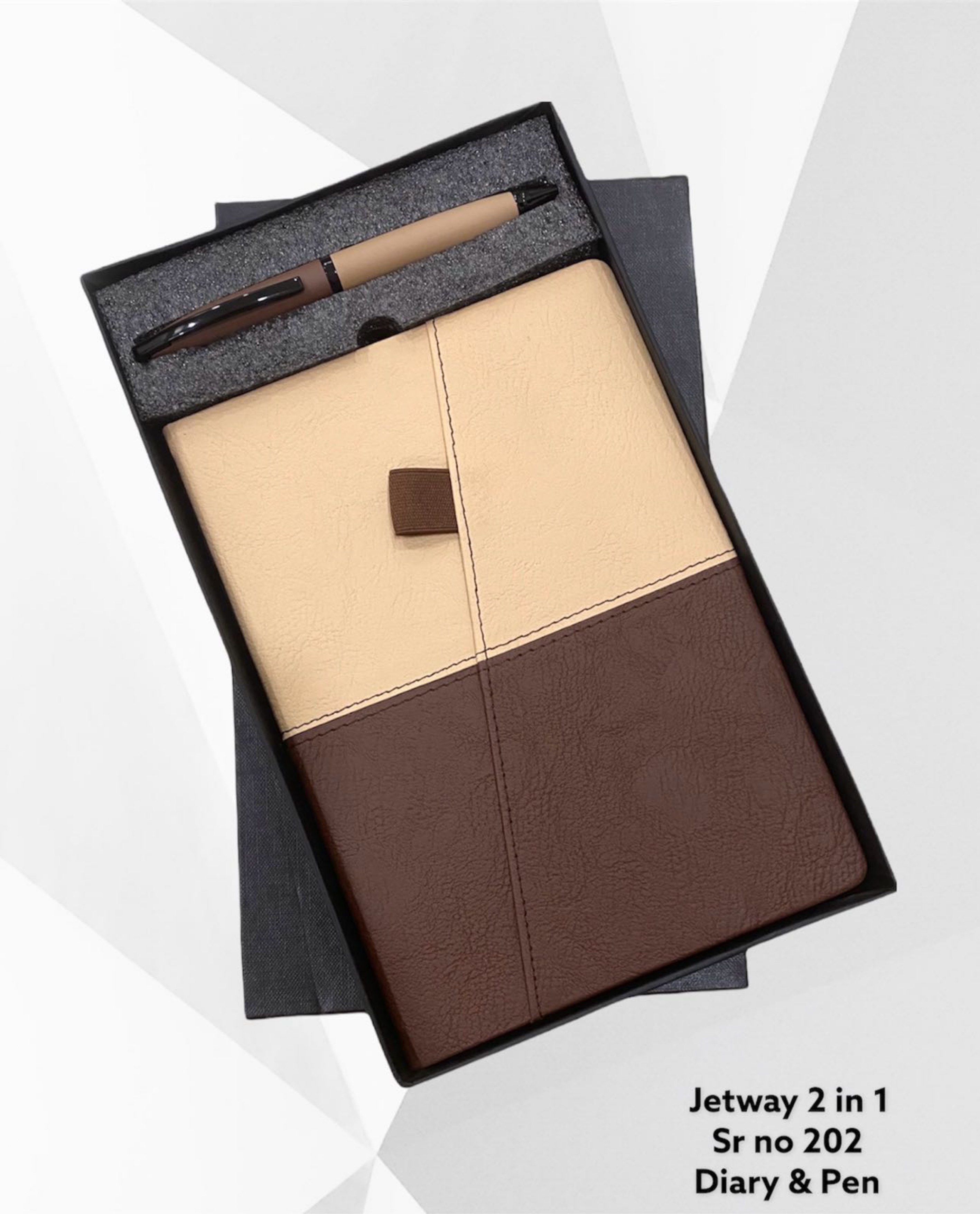 Jetway 2 in 1 Diary Gift Set – Beige & Brown