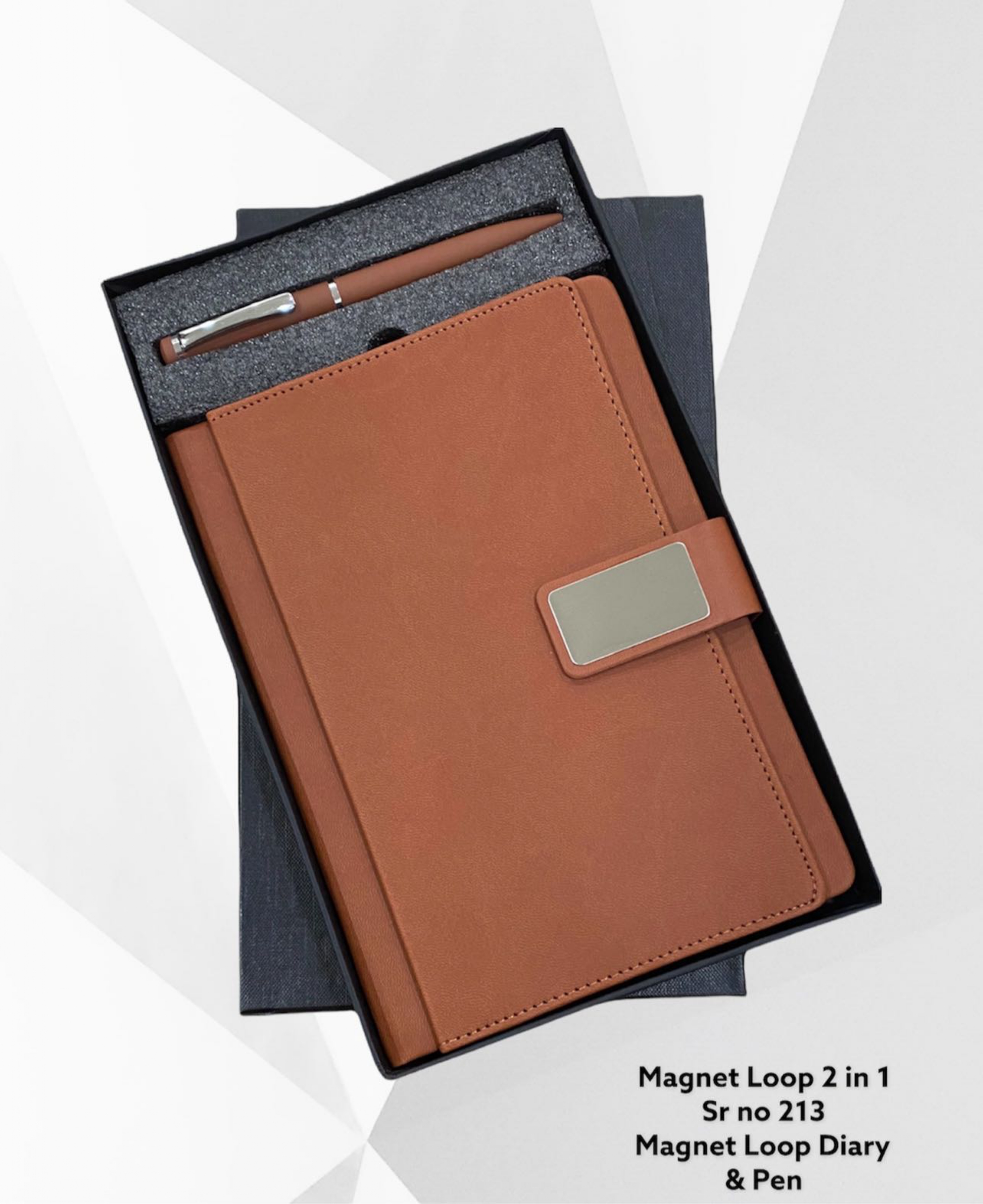 Magnet Loop 2 in 1 Diary Gift Set – Tan Brown