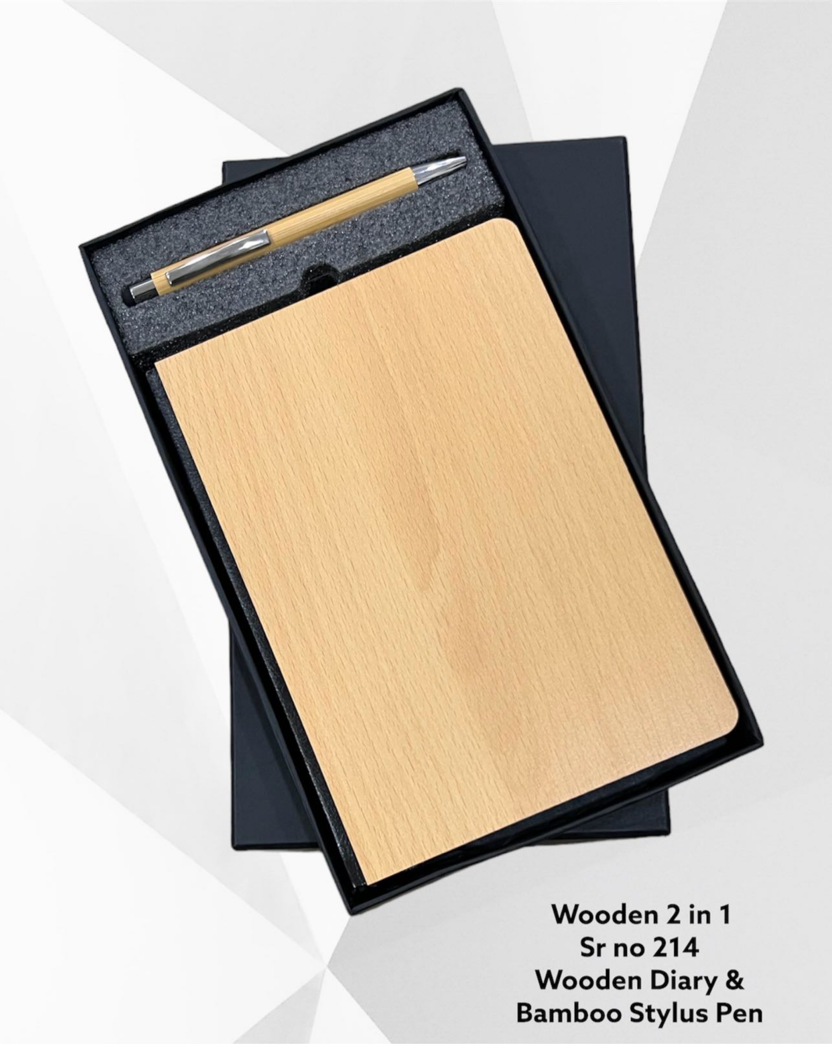 Wooden 2 in 1 Diary & Bamboo Stylus Pen Set (Sr. No. 214)