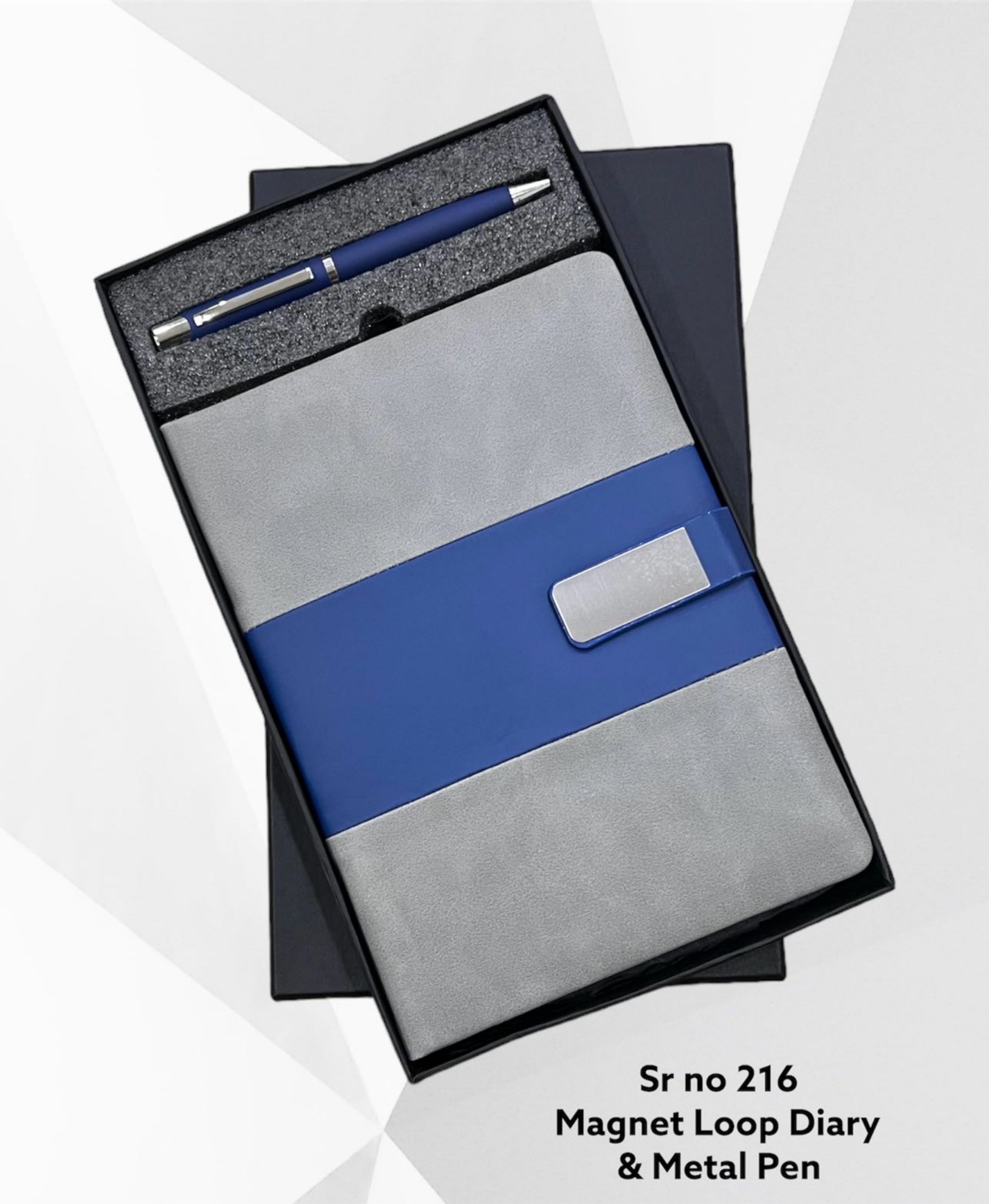 Magnet Loop 2 in 1 Diary Gift Set – Blue & Grey