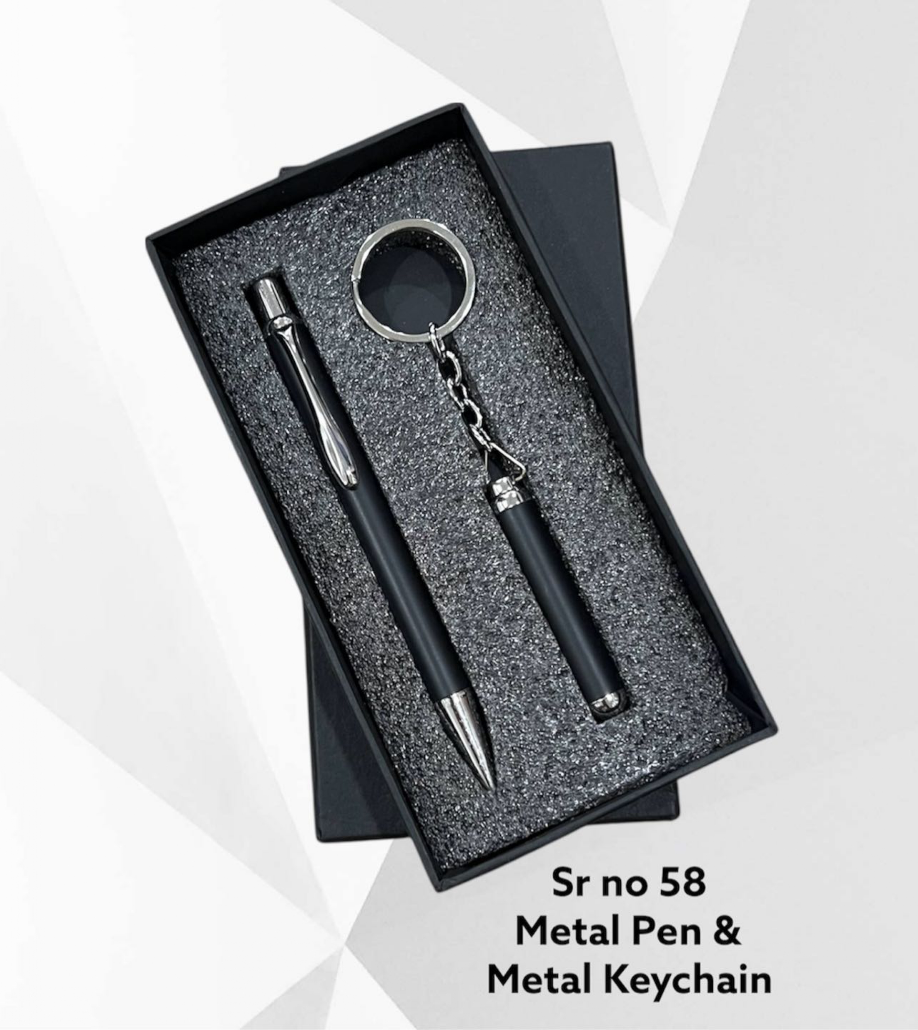 Executive Black Metal Pen & Keychain Set