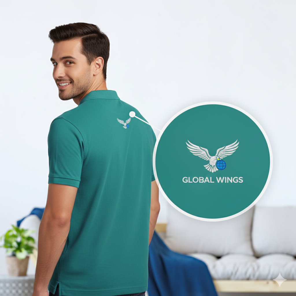 GLOBAL WINGS TEAL POLO