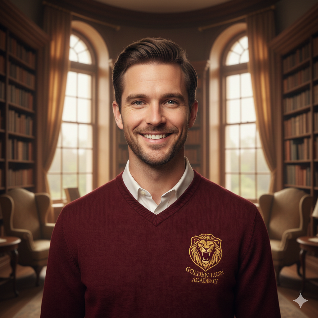 GOLDEN LION ACADEMY V-NECK SWEATER