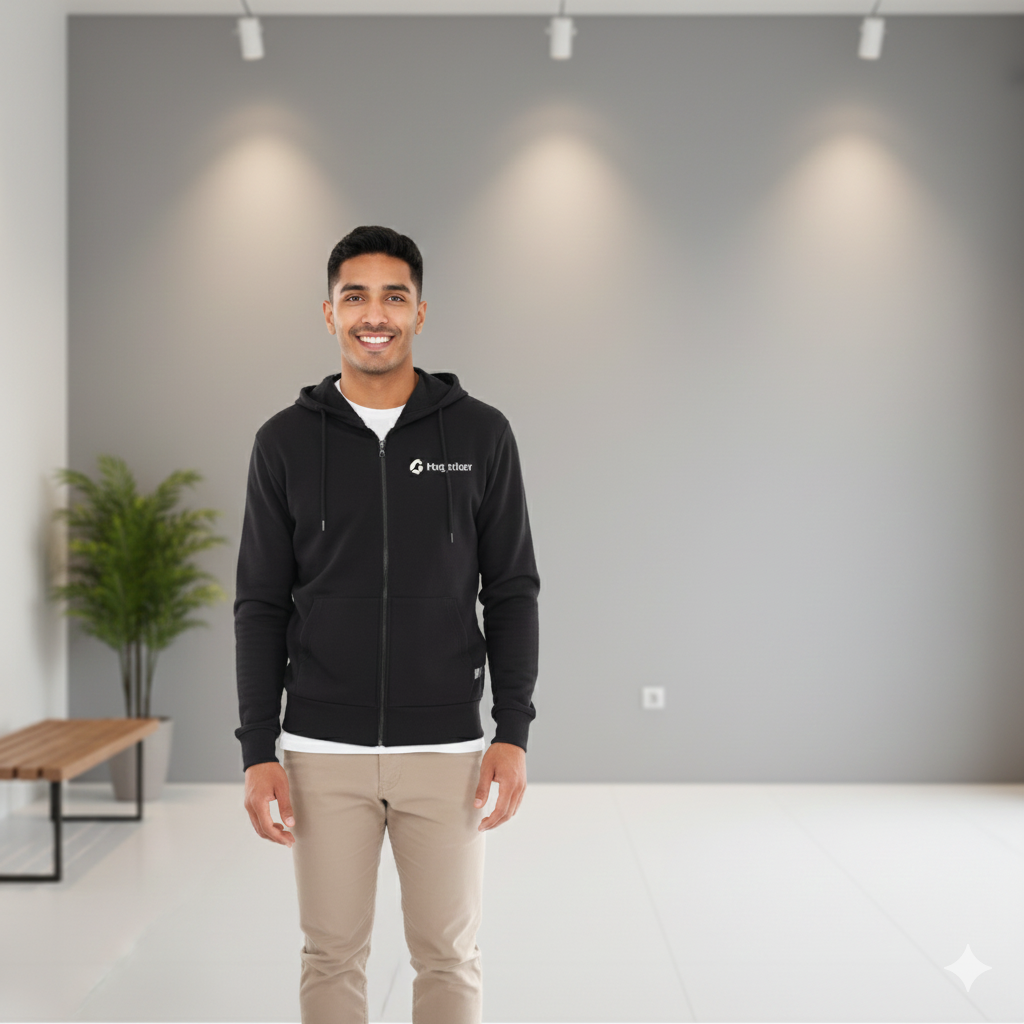 HUSTLER CLASSIC BLACK ZIP HOODIE