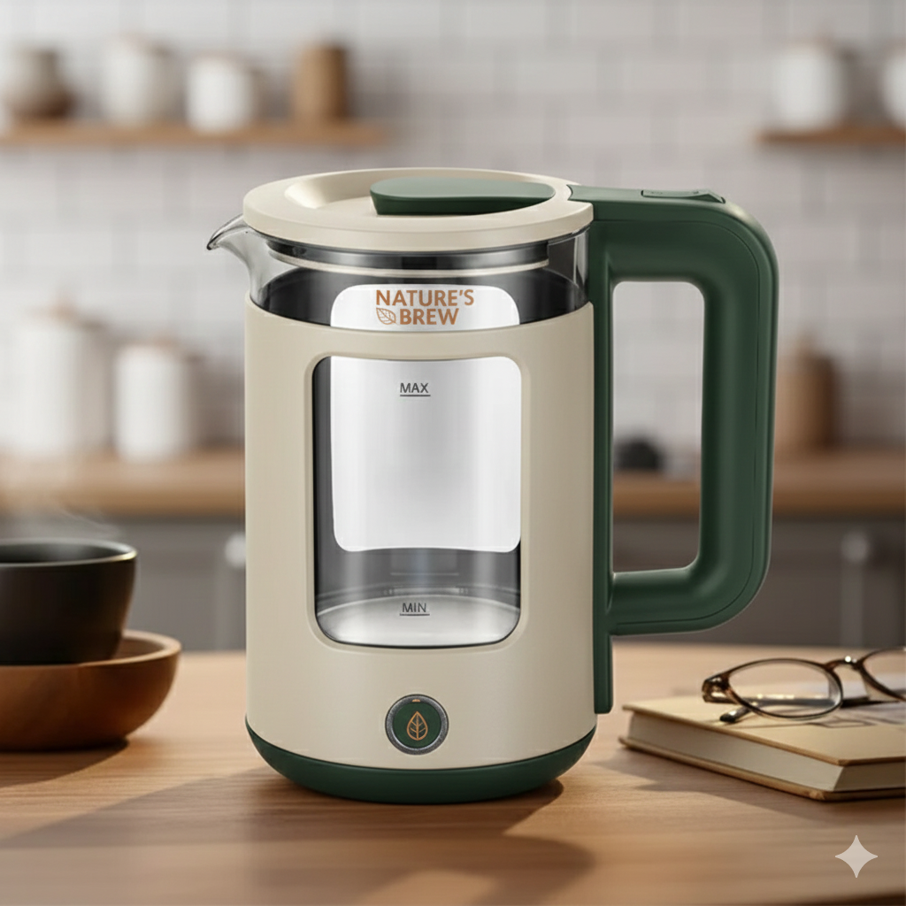 NATURE'S BREW ELECTRIC GLASS KETTLE