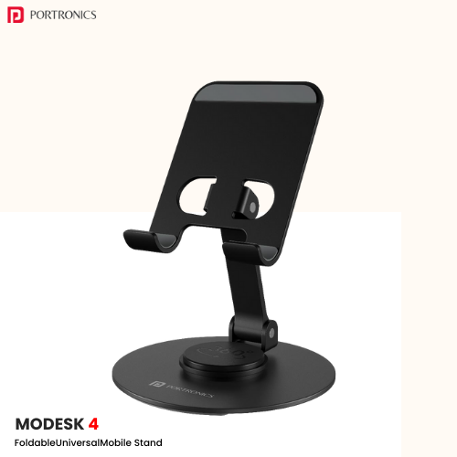 Portronics Modesk 4 – Foldable Universal Mobile Stand with Card & Pen Holder (Custom Logo Ready)