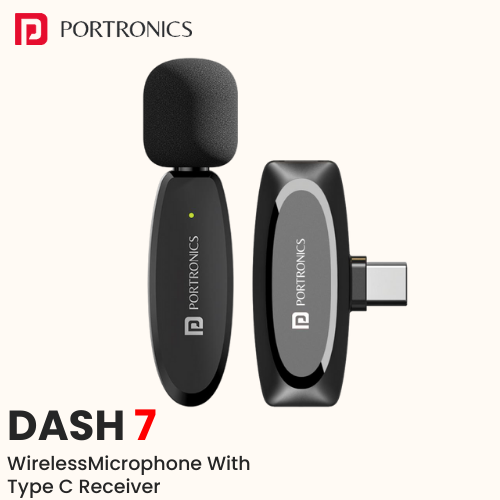 Portronics Dash 7 – Omnidirectional Wireless Microphone with Type‑C Receiver (Custom Logo Ready)