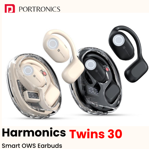 Portronics Harmonics Twins 30 – Smart OWS (Open‑Wear Style) Earbuds (Custom Logo Ready)