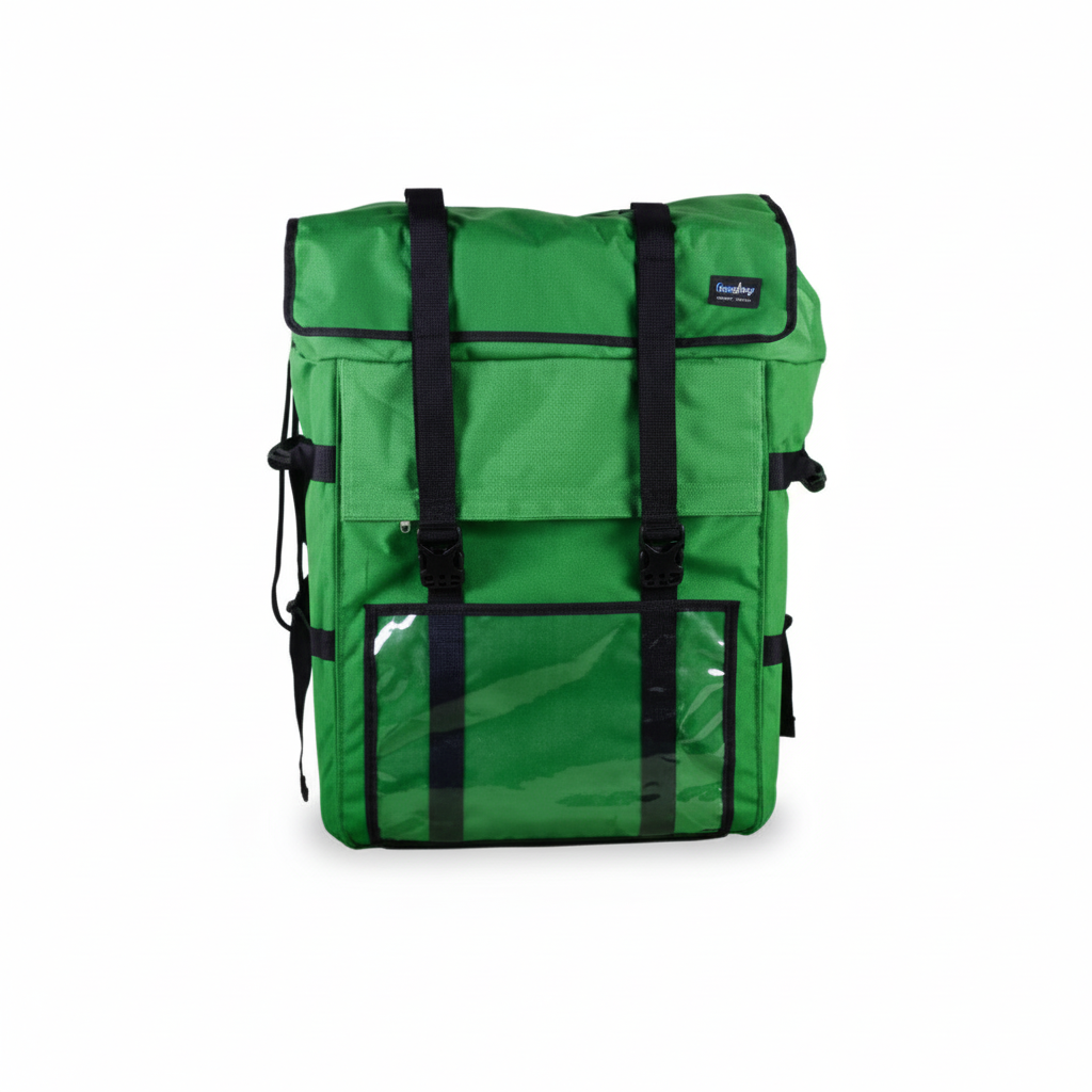 Insulated Delivery Backpack with Clear Front Pocket – Green